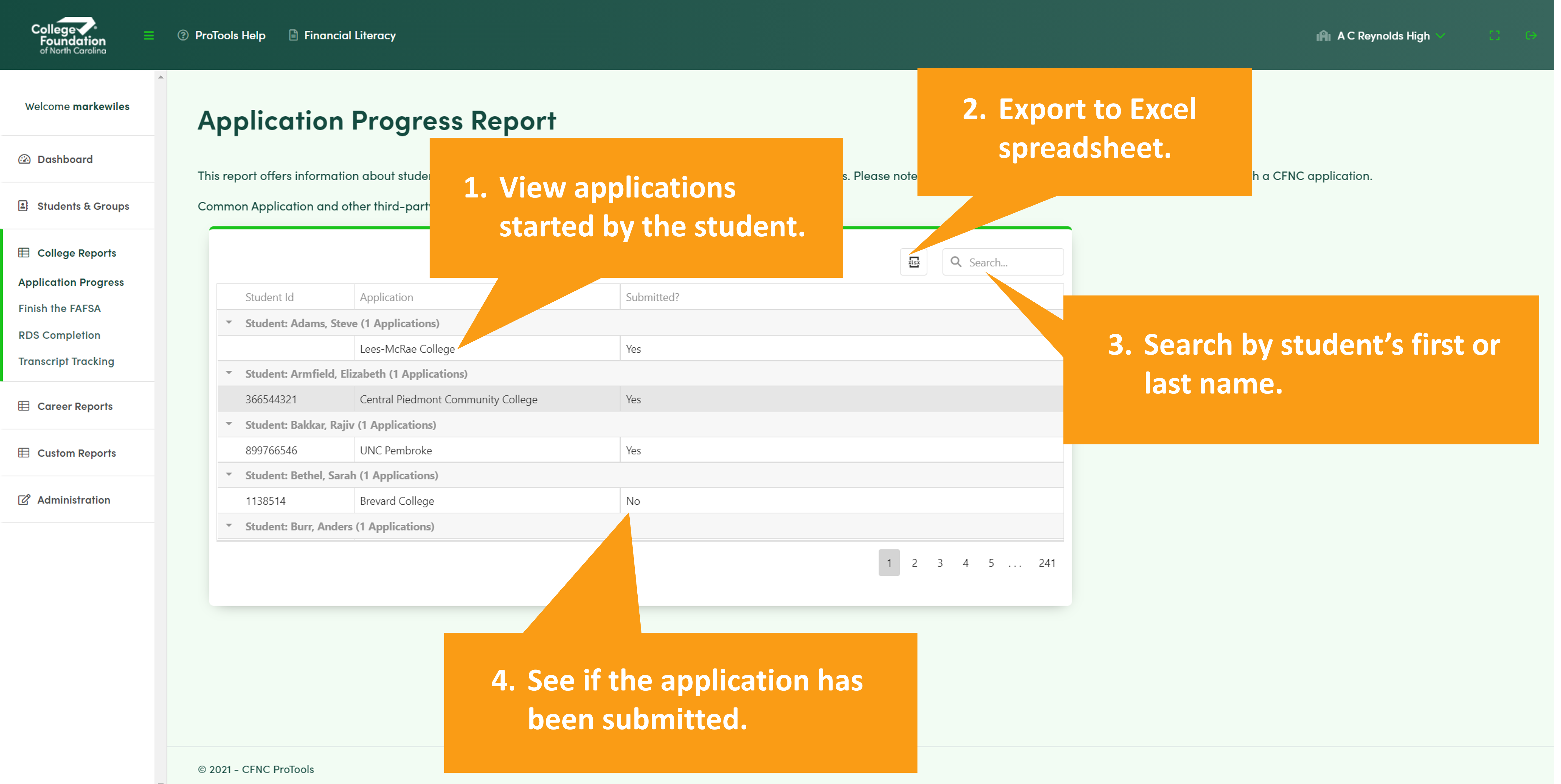 Application Progress – CFNC ProTools Help